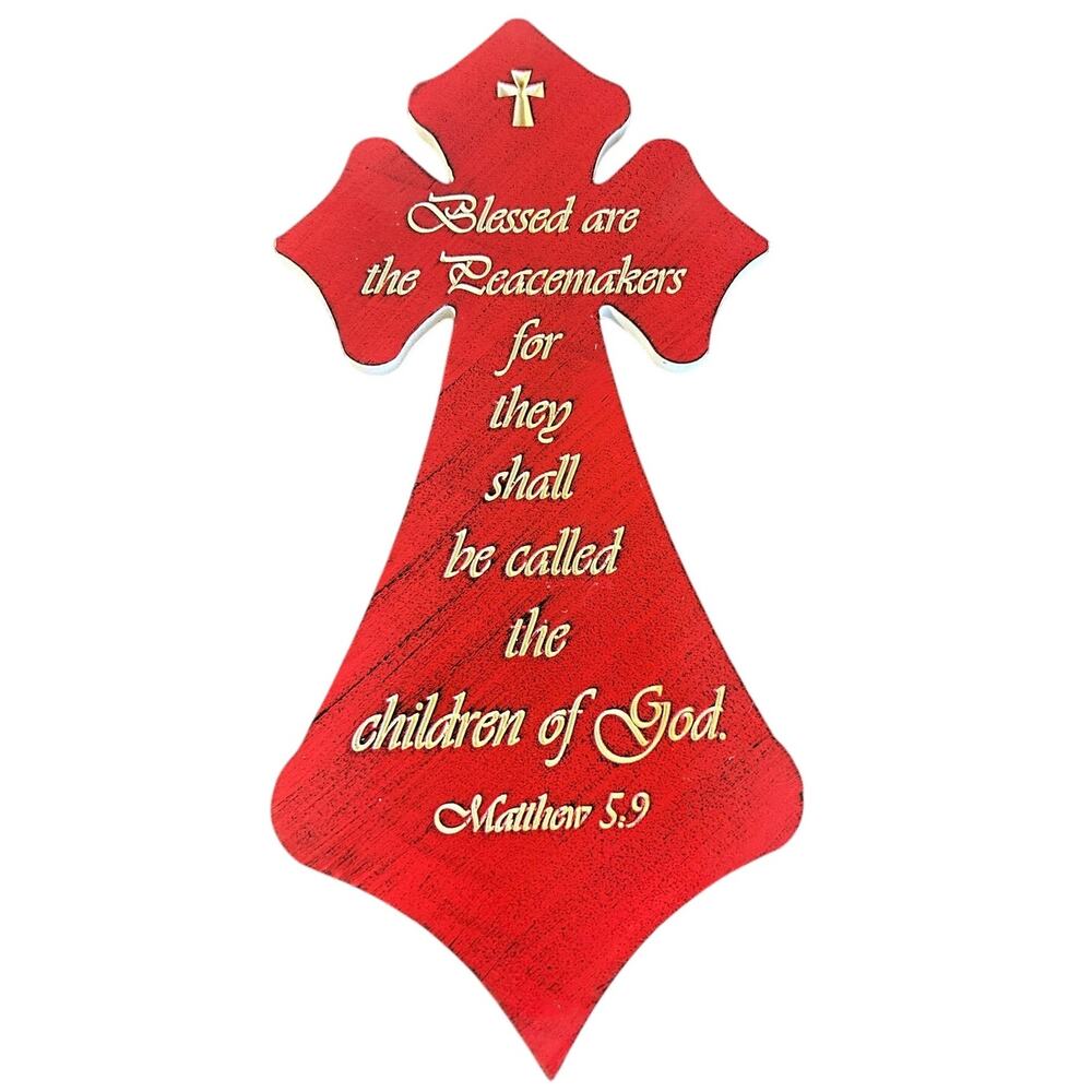 Bible Scripture Large Chiristian Wall Hanging Cross Matthew 5:9 21X10